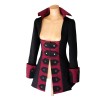 Women Steampun Costume Burning Man Victorian Pirate Black Military Jacket 